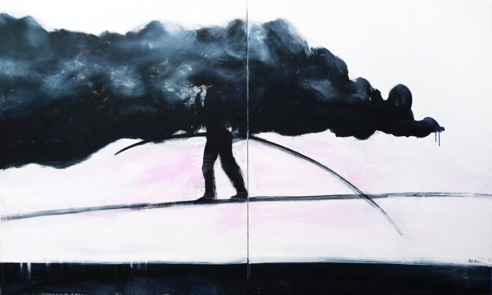 "Man on wire" | acrylic on canvas | 200x120cm (2x100x120cm) | 2011